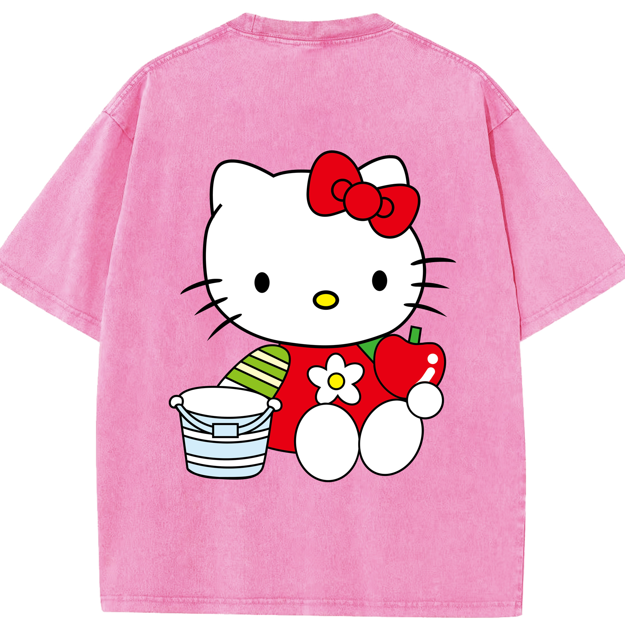 （画像用） Hello Kitty ハローキティ 綿100% ヴィンテージ風 半袖Tシャツ（背面プリント）